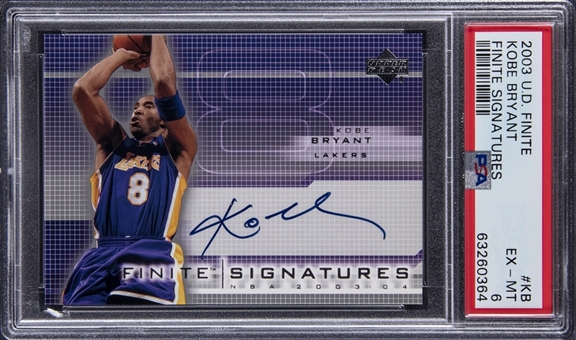 2003-04 Upper Deck Finite "Finite Signatures" #KB Kobe Bryant Signed Card - PSA EX-MT 6